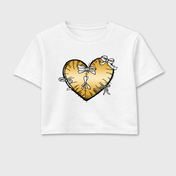 Sneaker match tees – Sneaker Tees To Match Air Jordan 11 Mother's Day Shoes – Heart With Ribbons Crop T-Shirt White 2