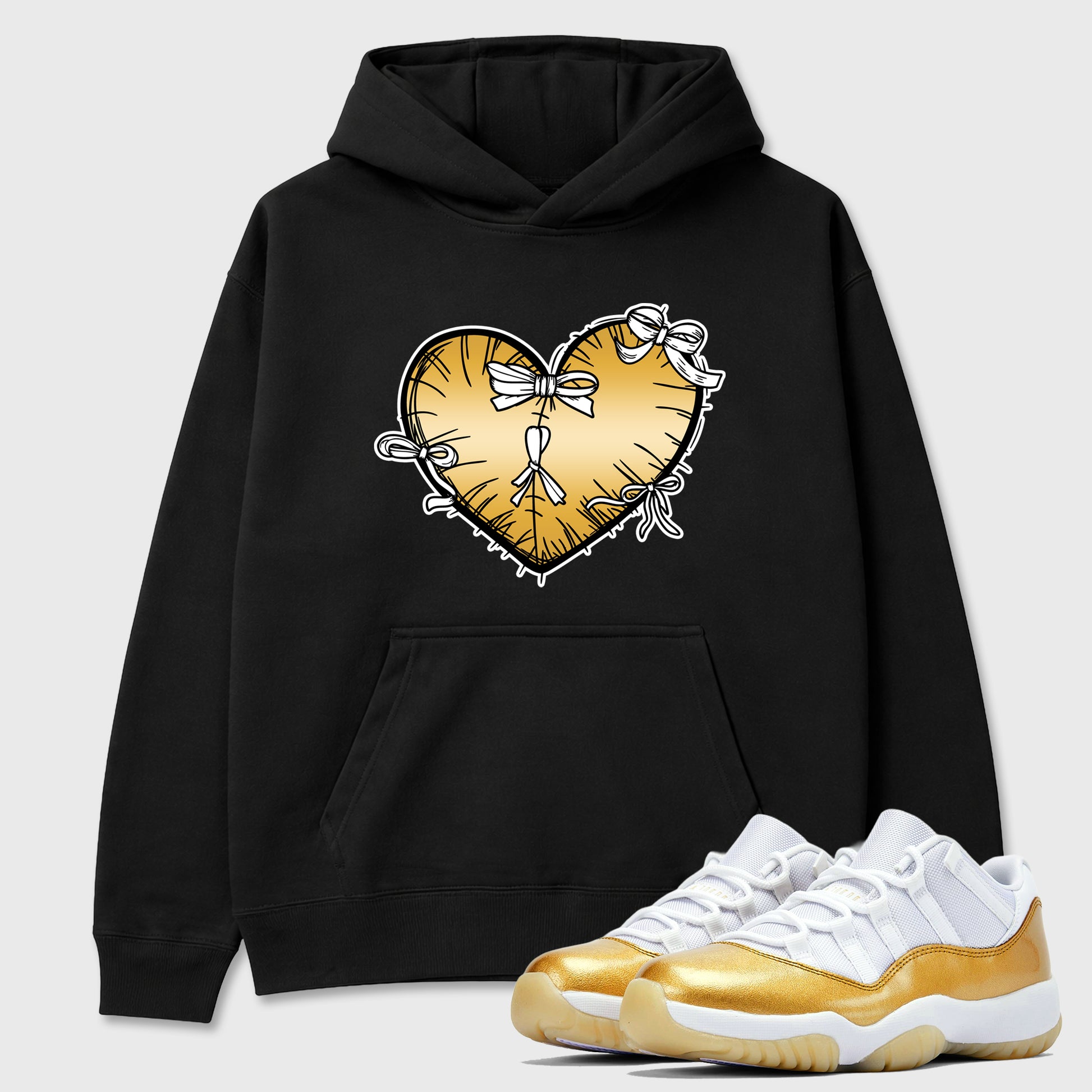 Sneaker match tees – Sneaker Tees To Match Air Jordan 11 Mother's Day Shoes – Heart With Ribbons Tee Black 1