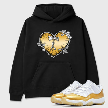 Sneaker match tees – Sneaker Tees To Match Air Jordan 11 Mother's Day Shoes – Heart With Ribbons Tee Black 1