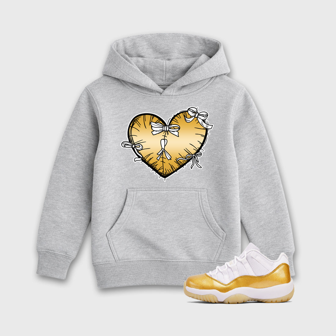 Sneaker match tees – Sneaker Tees To Match Air Jordan 11 Mother's Day Shoes – Heart With Ribbons Kids T-Shirt Heather Grey 1