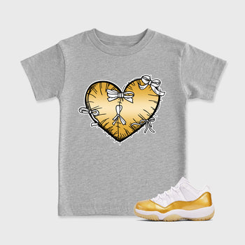 Sneaker match tees – Sneaker Tees To Match Air Jordan 11 Mother's Day Shoes – Heart With Ribbons Kids T-Shirt Heather Grey 1