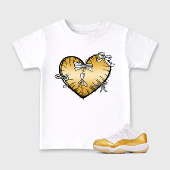 Sneaker match tees – Sneaker Tees To Match Air Jordan 11 Mother's Day Shoes – Heart With Ribbons Kids T-Shirt White 1