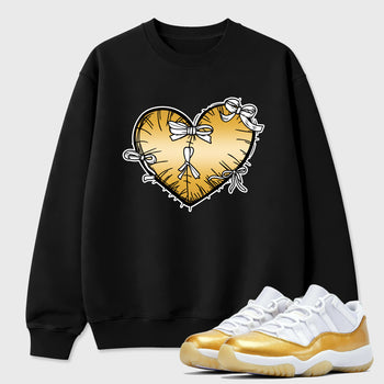 Sneaker match tees – Sneaker Tees To Match Air Jordan 11 Mother's Day Shoes – Heart With Ribbons Tee Black 1