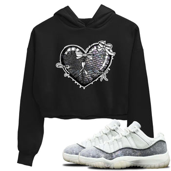 11s Year Of The Snake shirts to match jordans  Heart With Ribbons shirts to match jordans Air Jordan 11 Retro Low Year Of The Snake match shoes to clothes SNRT Sneaker Tees unisex cotton Black 1 crop tee
