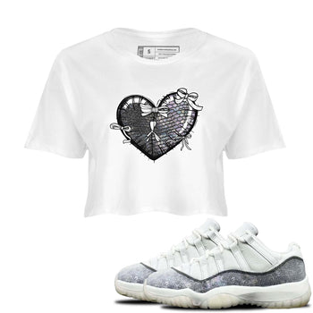 11s Year Of The Snake shirts to match jordans  Heart With Ribbons shirts to match jordans Air Jordan 11 Retro Low Year Of The Snake match shoes to clothes SNRT Sneaker Tees unisex cotton White 1 crop tee