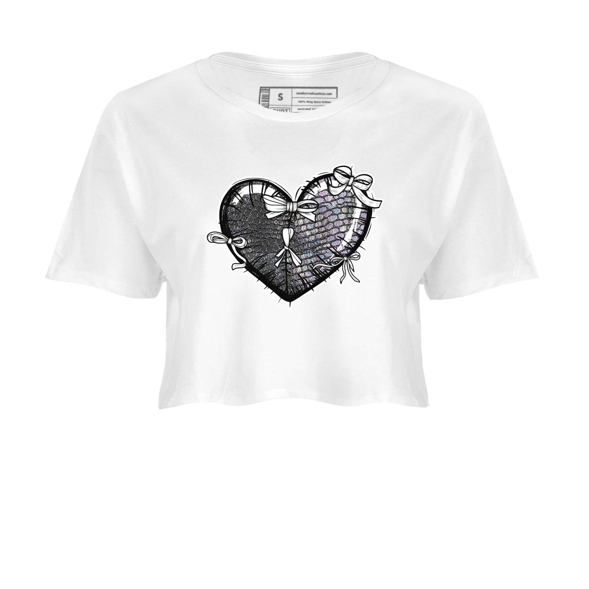 11s Year Of The Snake shirts to match jordans  Heart With Ribbons shirts to match jordans Air Jordan 11 Retro Low Year Of The Snake match shoes to clothes SNRT Sneaker Tees unisex cotton White 2 crop tee