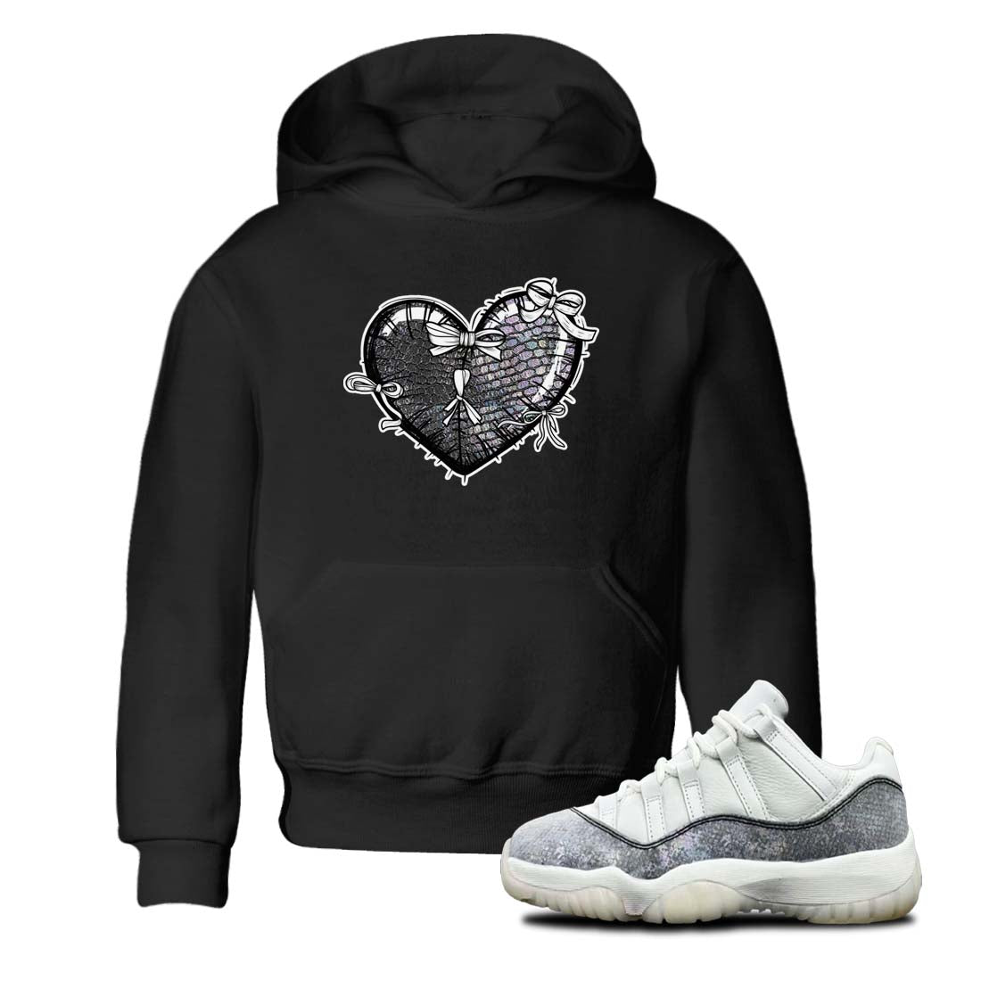 11s Year Of The Snake shirts to match jordans  Heart With Ribbons shirts to match jordans Air Jordan 11 Retro Low Year Of The Snake match shoes to clothes SNRT Sneaker Tees Youth Baby Black 1 tee