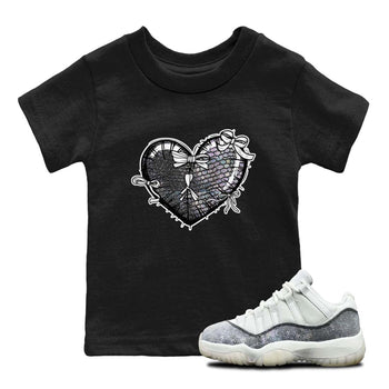 11s Year Of The Snake shirts to match jordans  Heart With Ribbons shirts to match jordans Air Jordan 11 Retro Low Year Of The Snake match shoes to clothes SNRT Sneaker Tees Youth Baby Black 1 tee