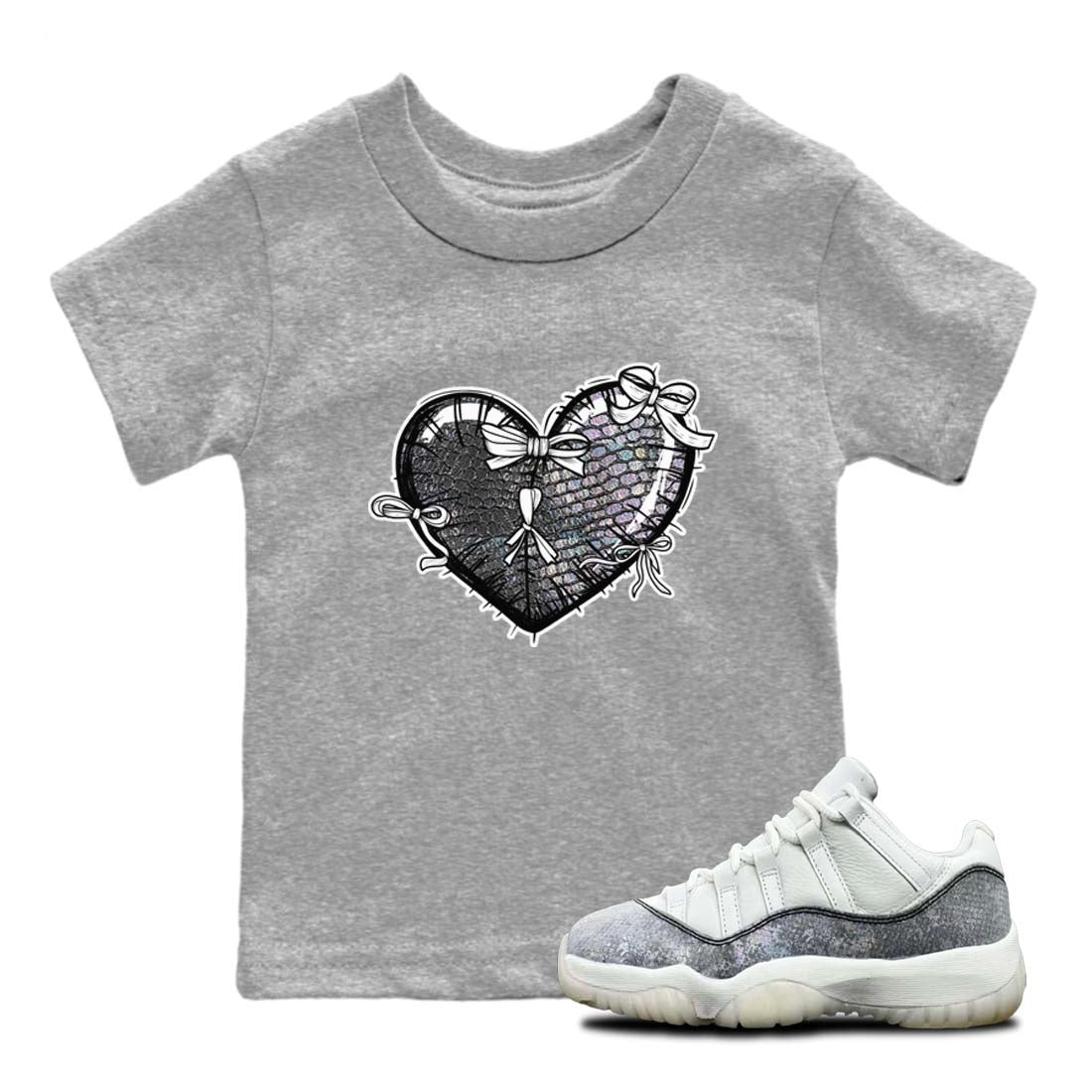 11s Year Of The Snake shirts to match jordans  Heart With Ribbons shirts to match jordans Air Jordan 11 Retro Low Year Of The Snake match shoes to clothes SNRT Sneaker Tees Youth Baby Heather Grey 1 tee