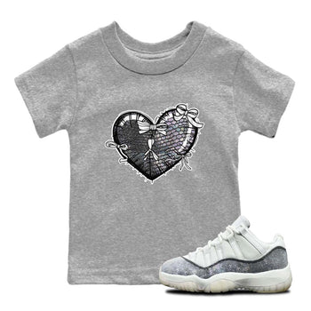 11s Year Of The Snake shirts to match jordans  Heart With Ribbons shirts to match jordans Air Jordan 11 Retro Low Year Of The Snake match shoes to clothes SNRT Sneaker Tees Youth Baby Heather Grey 1 tee