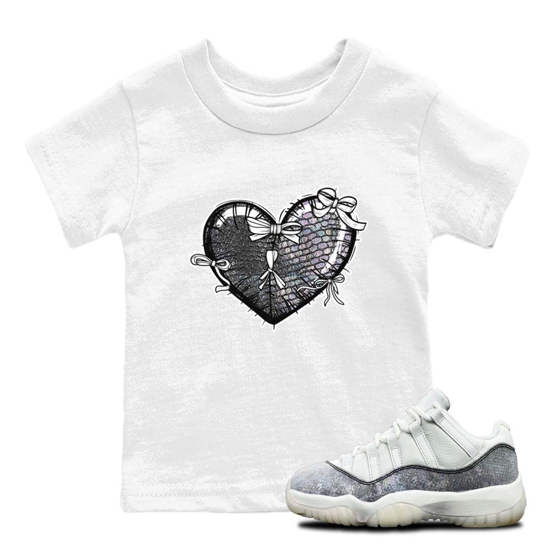 11s Year Of The Snake shirts to match jordans  Heart With Ribbons shirts to match jordans Air Jordan 11 Retro Low Year Of The Snake match shoes to clothes SNRT Sneaker Tees Youth Baby White 1 tee
