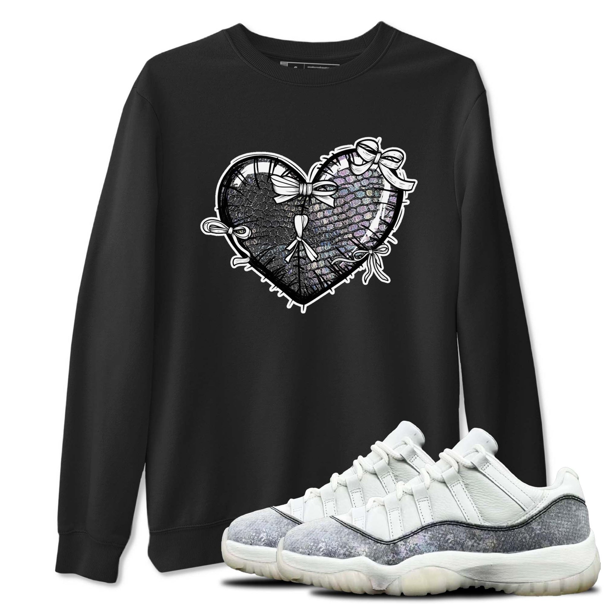 11s Year Of The Snake shirts to match jordans  Heart With Ribbons shirts to match jordans Air Jordan 11 Retro Low Year Of The Snake match shoes to clothes SNRT Sneaker Tees unisex cotton Black 1 shirts