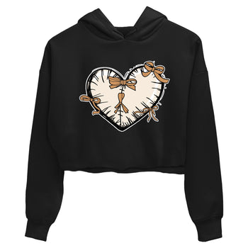 Sneaker match tees – Sneaker Tees To Match Air Jordan 3 Champagne and Oysters Shoes – Heart With Ribbons Crop T-Shirt Black 2