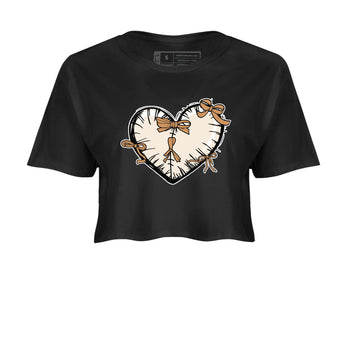 Sneaker match tees – Sneaker Tees To Match Air Jordan 3 Champagne and Oysters Shoes – Heart With Ribbons Crop T-Shirt Black 2