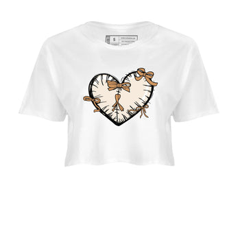Sneaker match tees – Sneaker Tees To Match Air Jordan 3 Champagne and Oysters Shoes – Heart With Ribbons Crop T-Shirt White 2