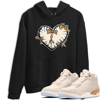 Sneaker match tees – Sneaker Tees To Match Air Jordan 3 Champagne and Oysters Shoes – Heart With Ribbons Tee Black 1