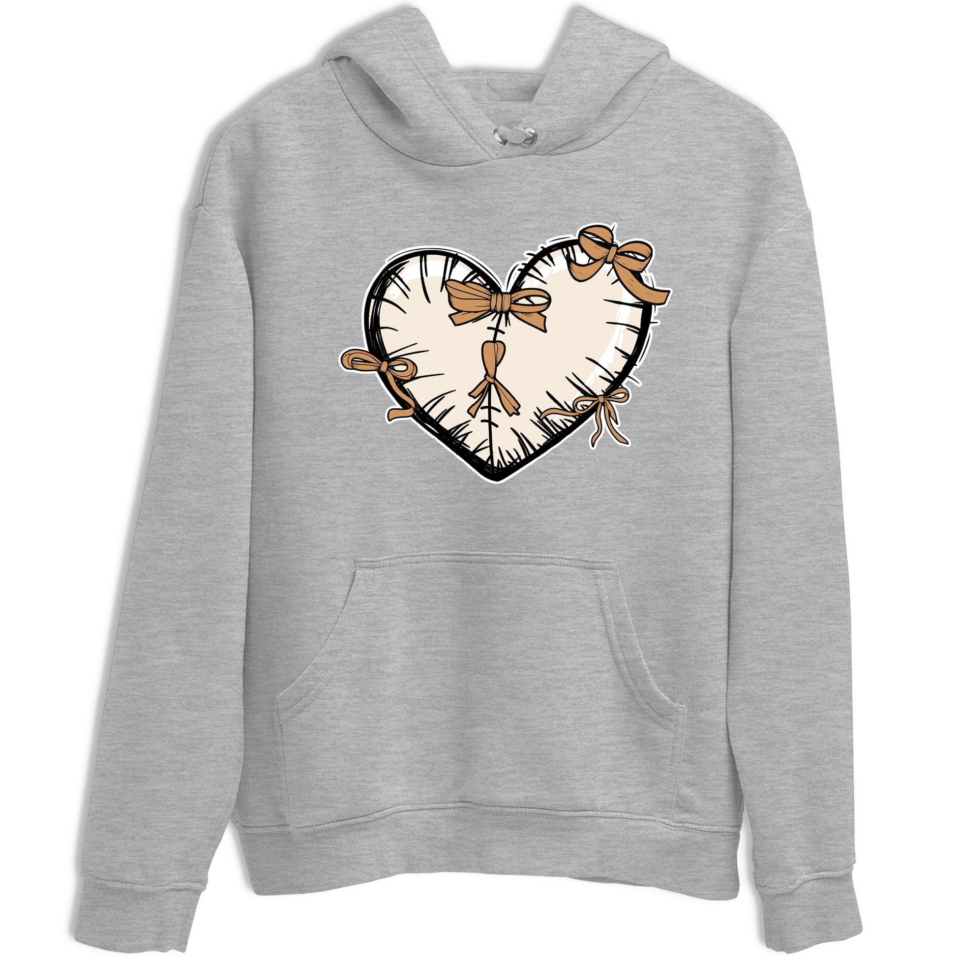 Sneaker match tees – Sneaker Tees To Match Air Jordan 3 Champagne and Oysters Shoes – Heart With Ribbons Tee Heather Grey 2