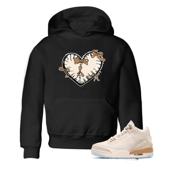 Sneaker match tees – Sneaker Tees To Match Air Jordan 3 Champagne and Oysters Shoes – Heart With Ribbons Kids T-Shirt Black 1