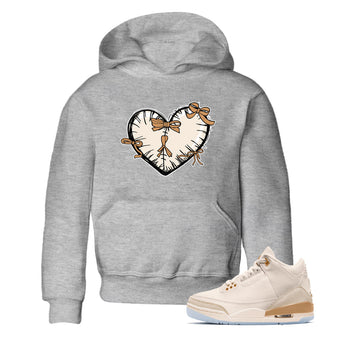 Sneaker match tees – Sneaker Tees To Match Air Jordan 3 Champagne and Oysters Shoes – Heart With Ribbons Kids T-Shirt Heather Grey 1
