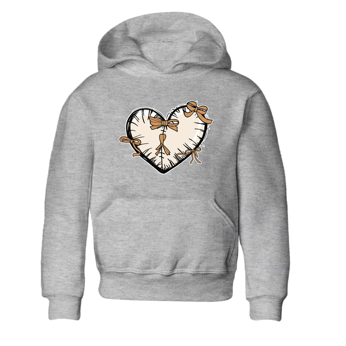Sneaker match tees – Sneaker Tees To Match Air Jordan 3 Champagne and Oysters Shoes – Heart With Ribbons Kids T-Shirt Heather Grey 2