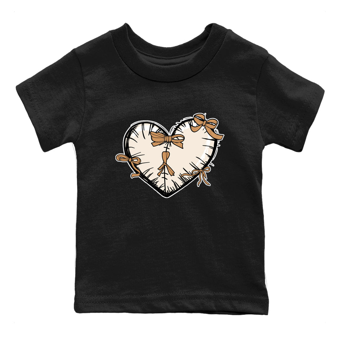 Sneaker match tees – Sneaker Tees To Match Air Jordan 3 Champagne and Oysters Shoes – Heart With Ribbons Kids T-Shirt Black 2