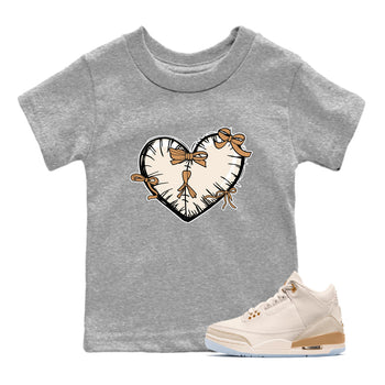 Sneaker match tees – Sneaker Tees To Match Air Jordan 3 Champagne and Oysters Shoes – Heart With Ribbons Kids T-Shirt Heather Grey 1