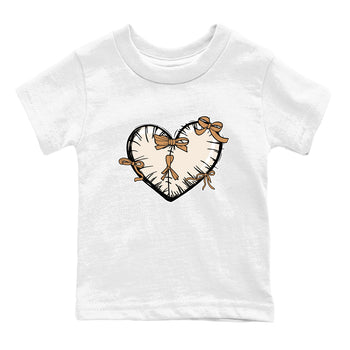 Sneaker match tees – Sneaker Tees To Match Air Jordan 3 Champagne and Oysters Shoes – Heart With Ribbons Kids T-Shirt White 2
