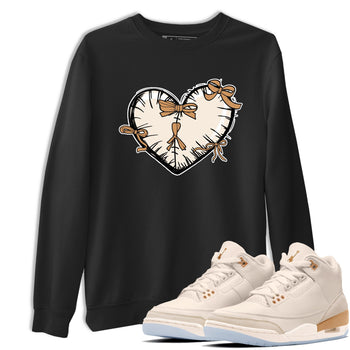 Sneaker match tees – Sneaker Tees To Match Air Jordan 3 Champagne and Oysters Shoes – Heart With Ribbons Tee Black 1