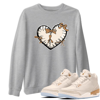 Sneaker match tees – Sneaker Tees To Match Air Jordan 3 Champagne and Oysters Shoes – Heart With Ribbons Tee Heather Grey 1