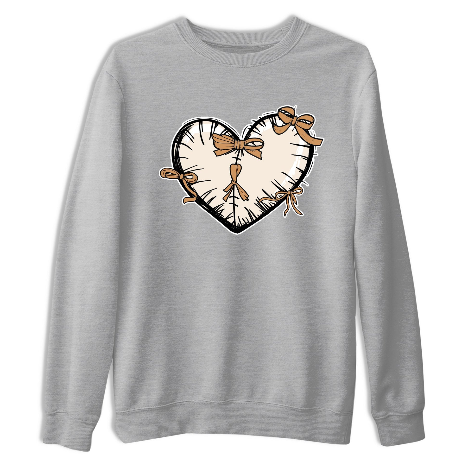 Sneaker match tees – Sneaker Tees To Match Air Jordan 3 Champagne and Oysters Shoes – Heart With Ribbons Tee Heather Grey 2