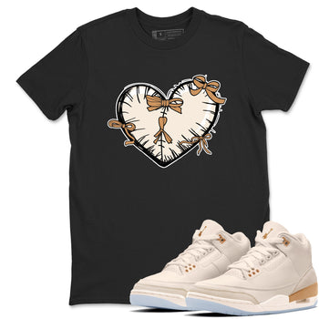 Sneaker match tees – Sneaker Tees To Match Air Jordan 3 Champagne and Oysters Shoes – Heart With Ribbons Tee Black 1