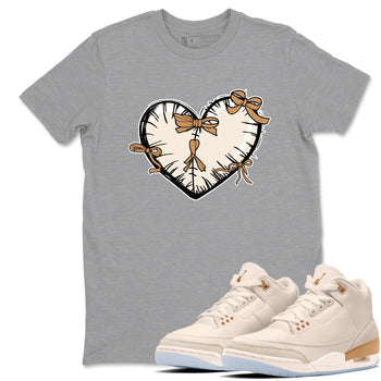 Sneaker match tees – Sneaker Tees To Match Air Jordan 3 Champagne and Oysters Shoes – Heart With Ribbons Tee Heather Grey 1