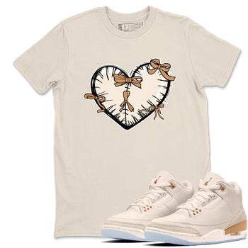 Sneaker match tees – Sneaker Tees To Match Air Jordan 3 Champagne and Oysters Shoes – Heart With Ribbons Tee Natural 1