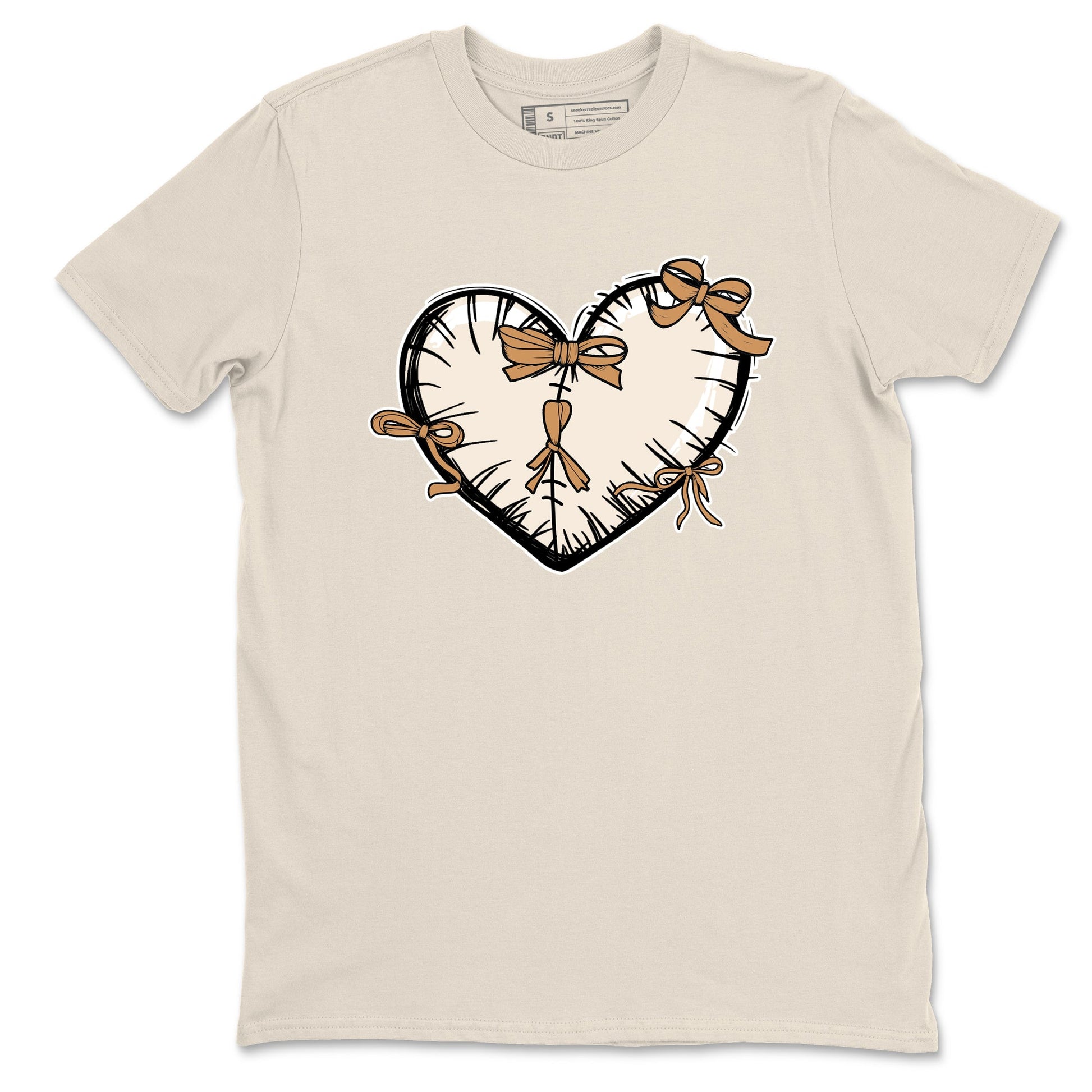 Sneaker match tees – Sneaker Tees To Match Air Jordan 3 Champagne and Oysters Shoes – Heart With Ribbons Tee Natural 2