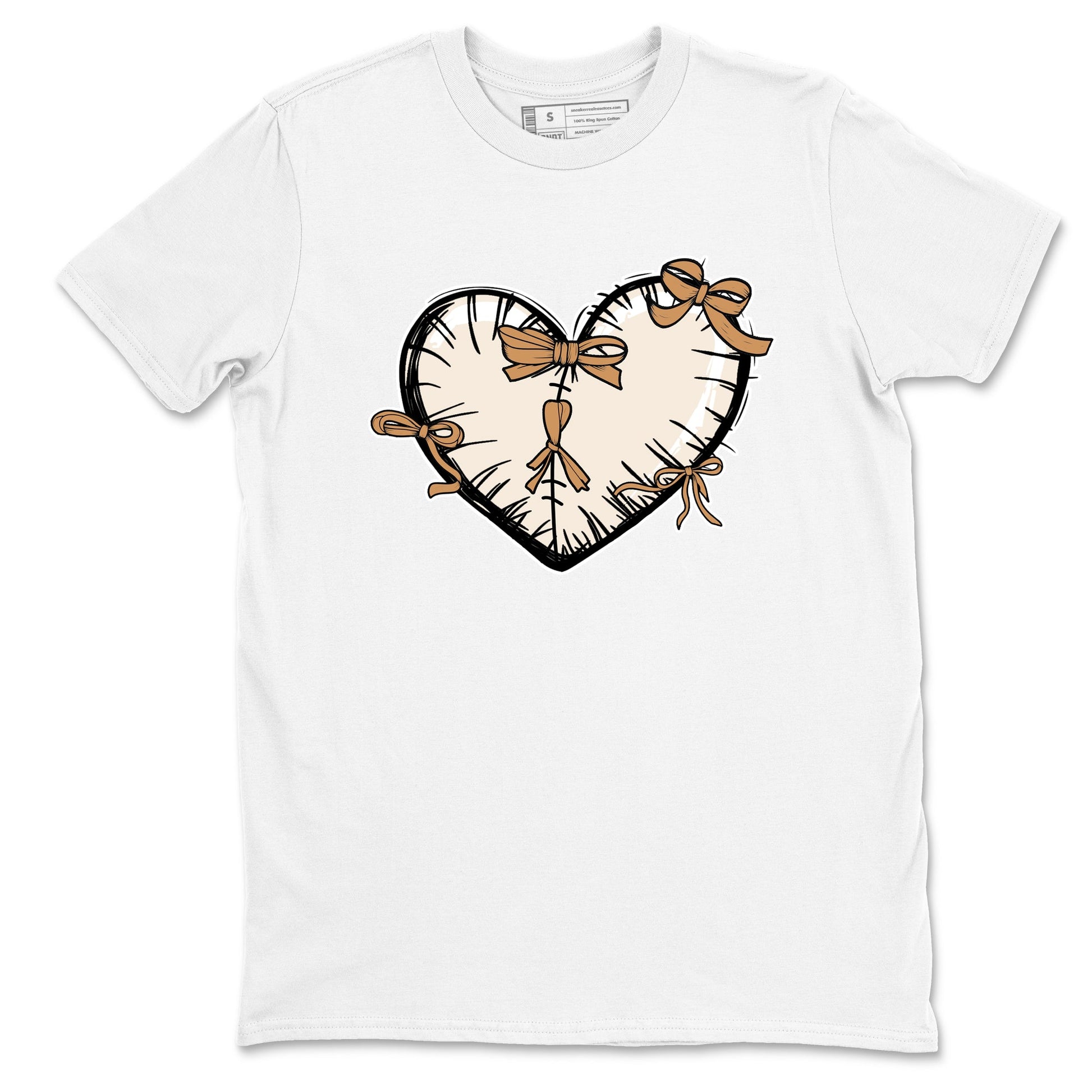 Sneaker match tees – Sneaker Tees To Match Air Jordan 3 Champagne and Oysters Shoes – Heart With Ribbons Tee White 2