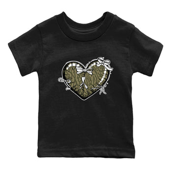 Sneaker Threads – Sneaker Tees To Match Air Jordan 3 Medium Olive – Heart With Ribbons Youth Graphic Tee Black 2. Perfect for Jordan releases 2025 colorways.