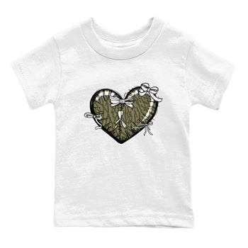 Sneaker Threads – Sneaker Tees To Match Air Jordan 3 Medium Olive – Heart With Ribbons Youth Graphic Tee White 2. Perfect for Jordan releases 2025 colorways.