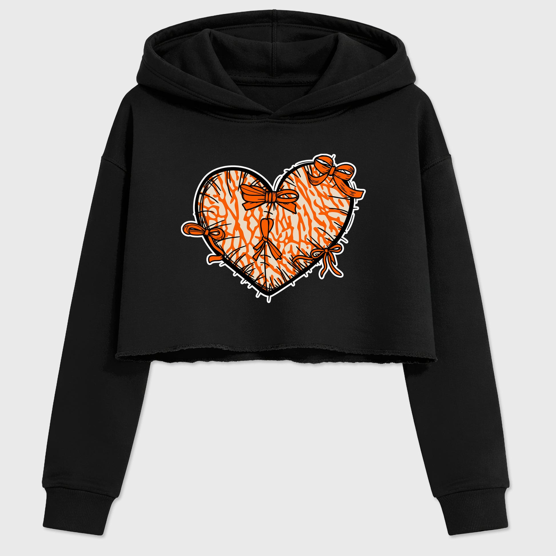 Sneaker match tees – Sneaker Tees To Match Air Jordan 3 Orange Citrus Shoes – Heart With Ribbons Crop T-Shirt Black 2