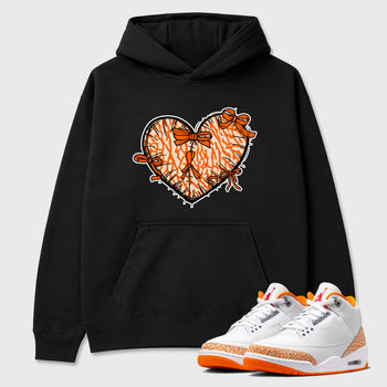 Sneaker match tees – Sneaker Tees To Match Air Jordan 3 Orange Citrus Shoes – Heart With Ribbons Tee Black 1