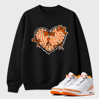 Sneaker match tees – Sneaker Tees To Match Air Jordan 3 Orange Citrus Shoes – Heart With Ribbons Tee Black 1