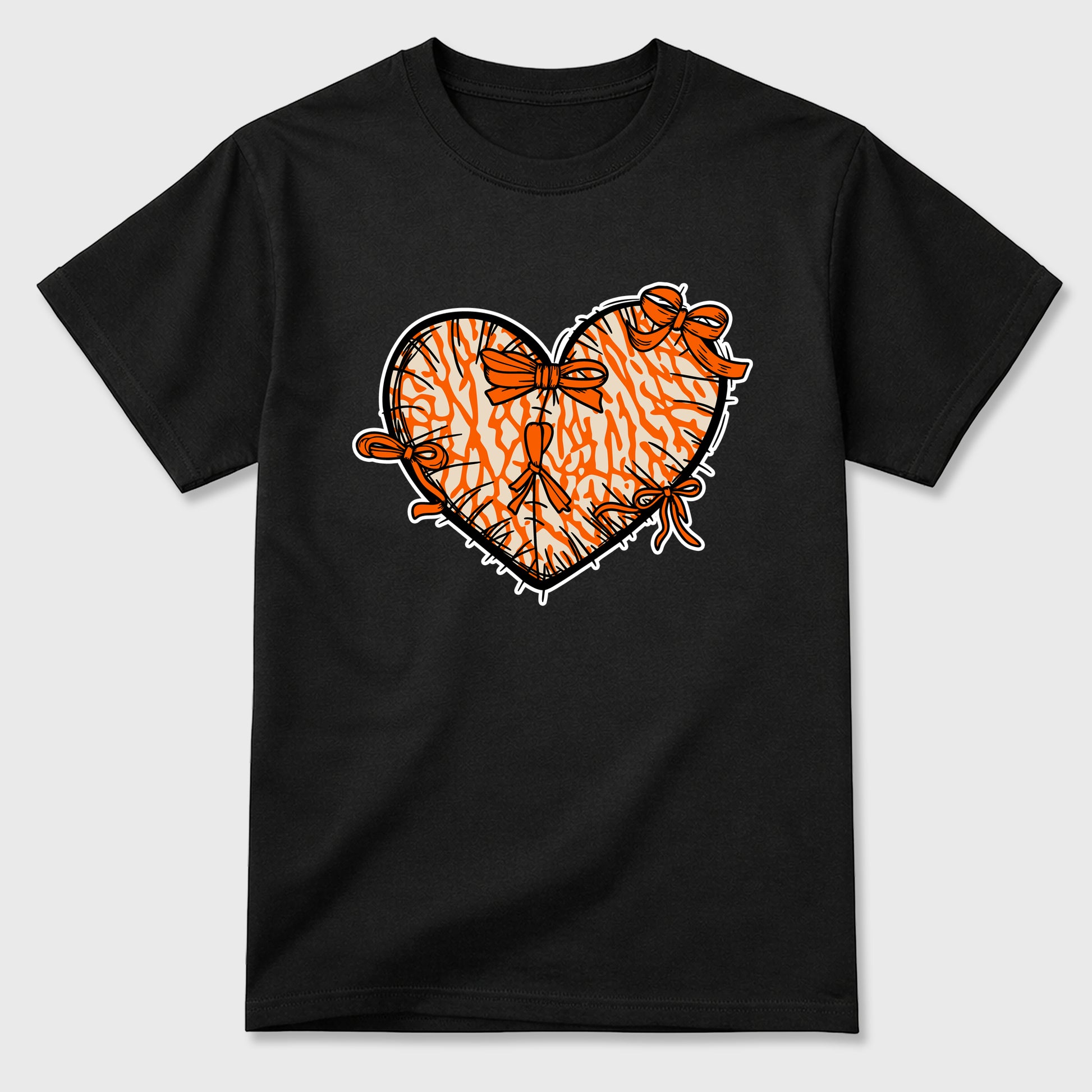 Sneaker match tees – Sneaker Tees To Match Air Jordan 3 Orange Citrus Shoes – Heart With Ribbons Tee Black 2