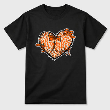Sneaker match tees – Sneaker Tees To Match Air Jordan 3 Orange Citrus Shoes – Heart With Ribbons Tee Black 2