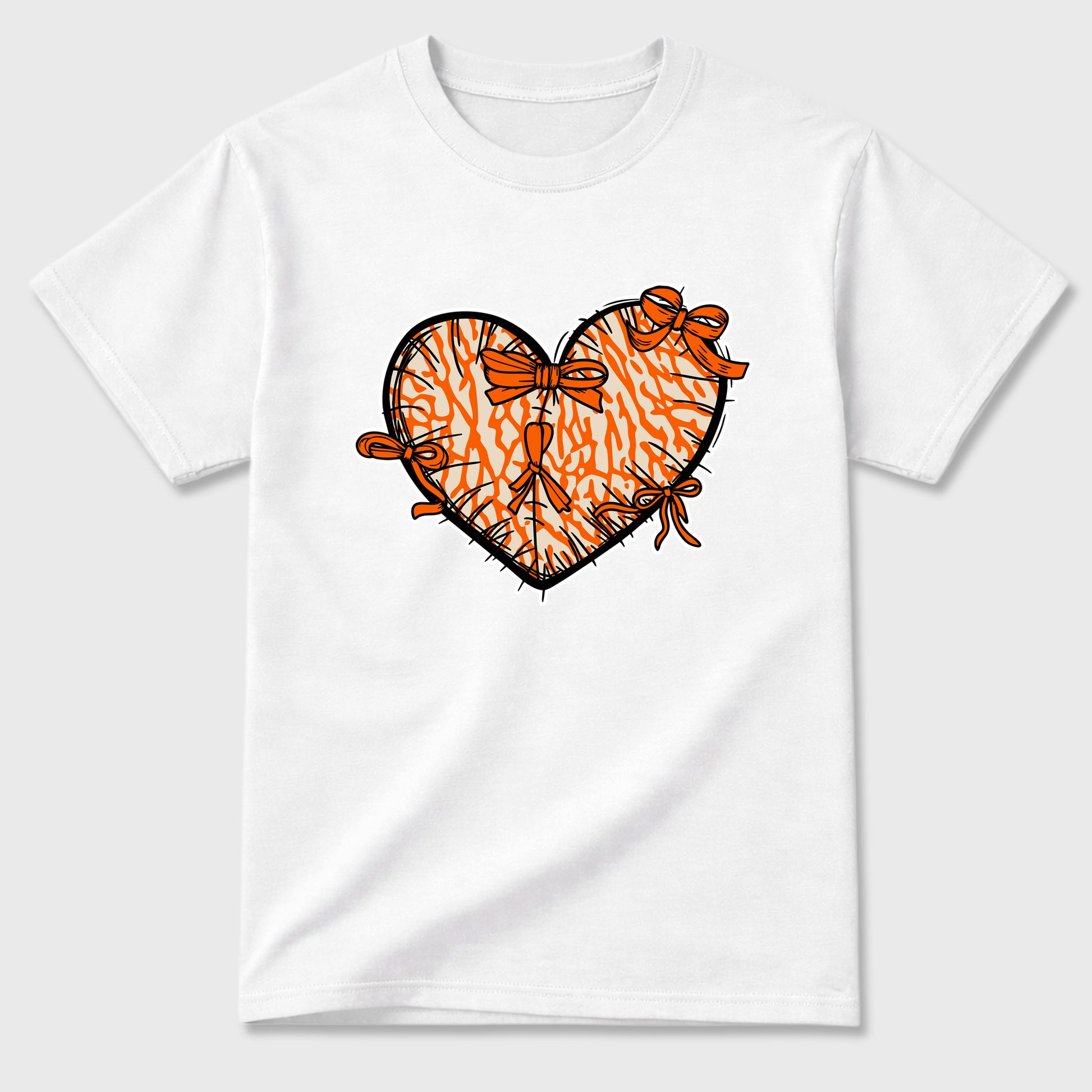 Sneaker match tees – Sneaker Tees To Match Air Jordan 3 Orange Citrus Shoes – Heart With Ribbons Tee White 2