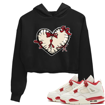 Perfect Valentine's Day Gifts graphic tee  – Graphic Tees To Match Air Jordan 4 Valentines Day – Heart With Ribbons Crop T-Shirt Black 1