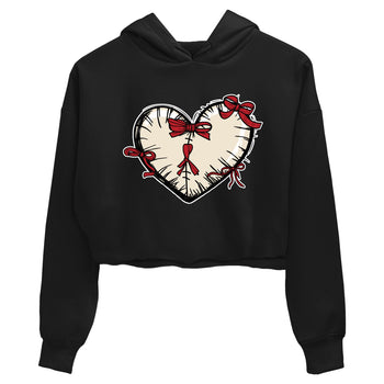 Perfect Valentine's Day Gifts graphic tee  – Graphic Tees To Match Air Jordan 4 Valentines Day – Heart With Ribbons Crop T-Shirt Black 2