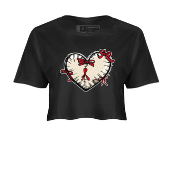 Perfect Valentine's Day Gifts graphic tee  – Graphic Tees To Match Air Jordan 4 Valentines Day – Heart With Ribbons Crop T-Shirt Black 2