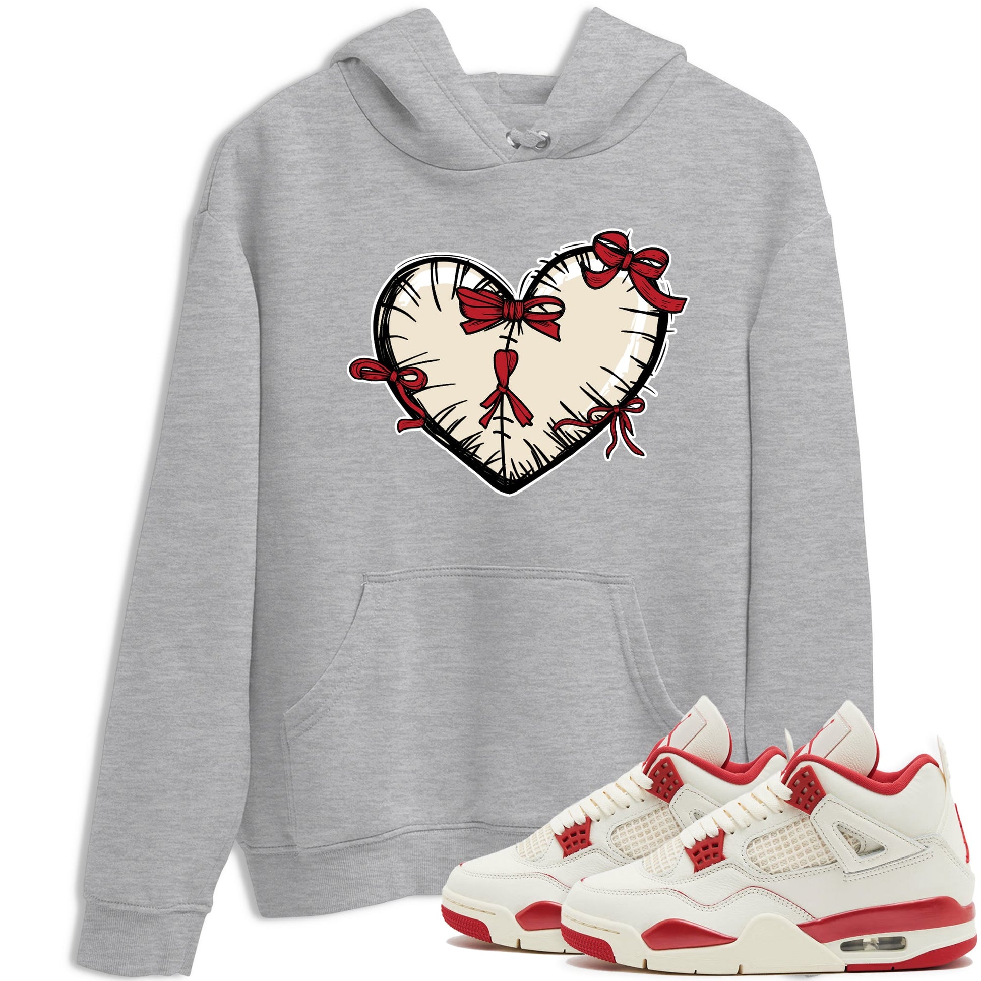 Perfect Valentine's Day Gifts graphic tee  – Graphic Tees To Match Air Jordan 4 Valentines Day – Heart With Ribbons Tee Heather Grey 1