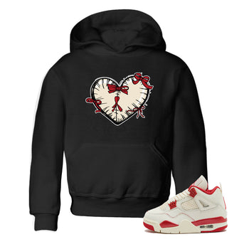 Perfect Valentine's Day Gifts graphic tee  – Graphic Tees To Match Air Jordan 4 Valentines Day – Heart With Ribbons Kids Graphic T-Shirt Black 1