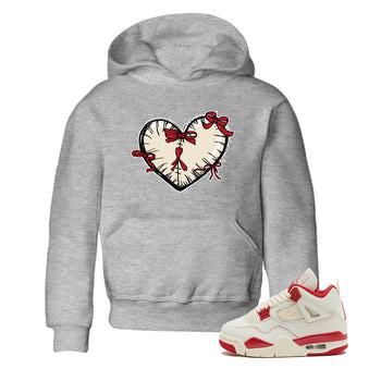 Perfect Valentine's Day Gifts graphic tee  – Graphic Tees To Match Air Jordan 4 Valentines Day – Heart With Ribbons Kids Graphic T-Shirt Heather Grey 1