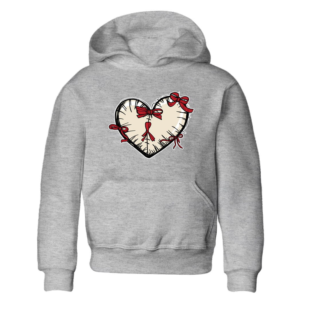 Perfect Valentine's Day Gifts graphic tee  – Graphic Tees To Match Air Jordan 4 Valentines Day – Heart With Ribbons Kids Graphic T-Shirt Heather Grey 2